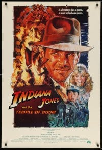 4g718 INDIANA JONES & THE TEMPLE OF DOOM 1sh 1984 adventure is Ford's name, Drew Struzan art!