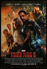 4g725 IRON MAN 3 IMAX advance DS 1sh 2013 cool image of Robert Downey Jr and cast!