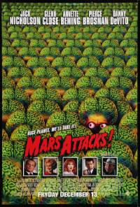 4g776 MARS ATTACKS! int'l advance 1sh 1996 directed by Tim Burton, great image of brainy aliens!
