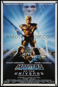 4g778 MASTERS OF THE UNIVERSE 1sh 1987 image of Dolph Lundgren as He-Man & Langella as Skeletor!