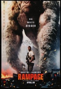 4g853 RAMPAGE teaser DS 1sh 2018 Dwayne Johnson with ape, big meets bigger, based on the video game!