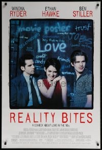 4g859 REALITY BITES 1sh 1994 Winona Ryder, Ben Stiller, Ethan Hawke, comedy about love in the '90s!