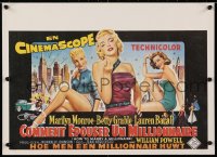 4g228 HOW TO MARRY A MILLIONAIRE 16x22 Belgian REPRO poster 1990s Marilyn Monroe, Grable & Bacall!