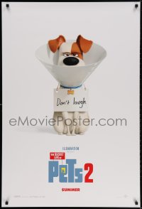 4g883 SECRET LIFE OF PETS 2 advance DS 1sh 2019 image of mad dog wearing cone, don't laugh!