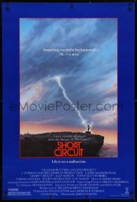 4g892 SHORT CIRCUIT 1sh 1986 cool artwork of Johnny Five being struck by lightning by John Alvin!