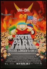 4g901 SOUTH PARK: BIGGER, LONGER & UNCUT int'l advance 1sh 1999 Parker & Stone animated musical!
