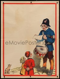 4g329 CLERICE FRERES 24x31 French special poster 1910s art by the art group of man w/ drum & kids!