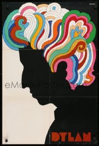 4g111 DYLAN 22x33 music poster 1967 colorful silhouette art of Bob by Milton Glaser!