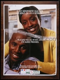 4g373 IL EST SEROPOSITIV ELLE NON 24x32 French special poster 2000s HIV/AIDS, close-up couple!
