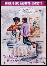 4g376 INCEST 17x24 Botswanan special poster 1990s art of a man undressing a young girl