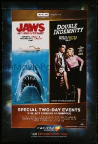 4g382 JAWS/DOUBLE INDEMNITY DS 27x40 special poster 2015 strangely paired but cool double bill!