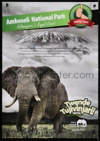 4g388 KENYA WILDLIFE SERVICE 17x24 Kenyan special poster 1990s Amboselli, elephant, Kilimanjaro!