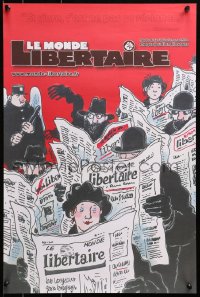 4g399 LE MONDE LIBERTAIRE 16x24 French advertising poster 2010s people reading newspapers by Tardi!