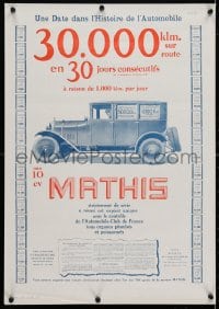 4g100 MATHIS 18x25 French advertising poster 1925 great art of vintage antique car!