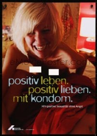 4g436 POSITIV LEBEN POSITIV LIEBEN MIT KONDOM 24x33 German special poster 2000s HIV/AIDS!