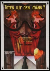 4g180 TOTEN WIR DEN MANN 23x32 Russian stage poster 1980s wicked women in red dresses!