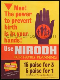 4g480 USE NIRODH FOR FAMILY PLANNING 15x19 Indian special poster 1969 Ministry of Health!