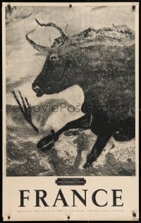4g019 FRANCE 25x39 French travel poster 1950s artwork of a running bull by Windels, Lascaux!