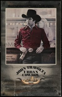 4g966 URBAN COWBOY foil heavy stock 26x40 1sh 1980 great image of John Travolta in cowboy hat with Lone Star beer!