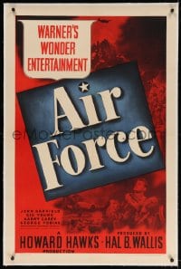4h197 AIR FORCE linen 1sh 1943 Howard Hawks, World War II, Warner's Wonder Entertainment!