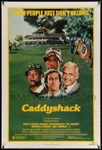 4h215 CADDYSHACK linen 1sh 1980 Chevy Chase, Bill Murray, Rodney Dangerfield, golf comedy classic!