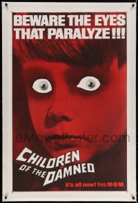 4h222 CHILDREN OF THE DAMNED linen 1sh 1964 beware the creepy kid's eyes that paralyze, great image!