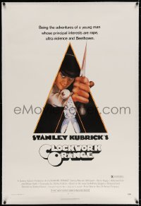 4h225 CLOCKWORK ORANGE linen X-rated 1sh 1972 Stanley Kubrick, Castle art of Malcolm McDowell!