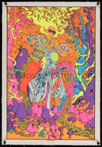 4h115 ACID RIDER linen 20x30 commercial poster 1970s far out psychedelic art of biker on motorcycle!