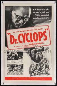 4h238 DOCTOR CYCLOPS linen military 1sh R1960s Ernest B. Schoedsack, evil scientist Albert Dekker!