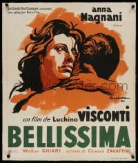 4h054 BELLISSIMA linen French 24x28 1961 Luchino Visconti, Lepoureau art of Anna Magnani, very rare!