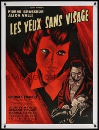 4h057 EYES WITHOUT A FACE linen French 23x31 1959 Les Yeux Sans Visage, great art by Jean Mascii!
