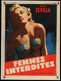 4h059 SENSUALIDAD linen French 24x32 1953 different art of sexy Ninon Sevilla by Duccio Marvasi!