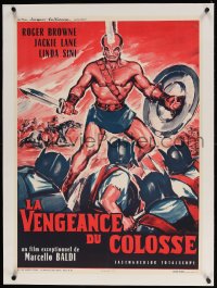 4h060 SON OF HERCULES VS. VENUS linen French 23x32 R1960s gladiator art by Constantine Belinsky!