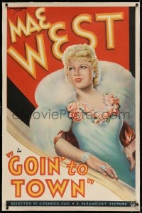 4h261 GOIN' TO TOWN linen 1sh 1935 great art of sexy Mae West wearing fur, ultra rare!