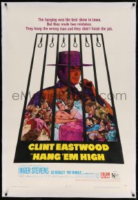 4h269 HANG 'EM HIGH linen 1sh 1968 Clint Eastwood, they hung the wrong man & didn't finish the job!