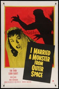 4h274 I MARRIED A MONSTER FROM OUTER SPACE linen 1sh 1958 great image of Gloria Talbott & alien shadow!
