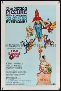 4h289 LOVED ONE linen 1sh 1965 Jonathan Winters, a motion picture with something to offend everyone!