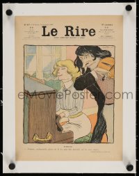 4h110 LE RIRE linen French magazine cover November 1, 1902 art of man playing violin by woman at piano!