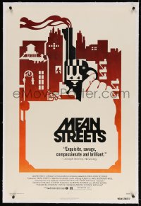 4h296 MEAN STREETS linen 1sh 1973 Robert De Niro, Martin Scorsese, cool artwork of hand holding gun!