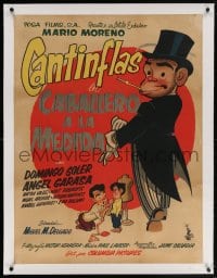 4h064 CABALLERO A LA MEDIDA linen Mexican poster 1954 art of Cantinflas in top hat & tails, rare!
