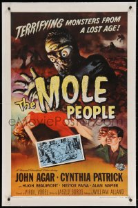 4h301 MOLE PEOPLE linen 1sh 1956 from a lost age, horror crawls from the depths of the Earth!