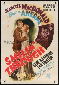 4h350 SMILIN' THROUGH linen style C 1sh 1941 Jeanette MacDonald & Aherne find true love singing!