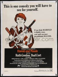 4h003 HAROLD & MAUDE linen South African 1971 great art of Bud Cort with weapons, ultra rare!