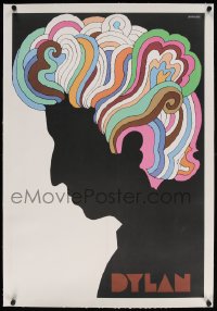 4h108 DYLAN linen 22x33 music poster 1967 colorful silhouette art of Bob by Milton Glaser!