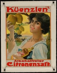 4h137 KUENZLEN'S ALKOHOLFREIER CITRONENSAFT linen 15x21 German advertising poster 1923 great art!