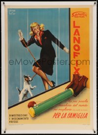 4h139 LANOFIX linen 28x39 Italian advertising poster 1949 the world's smallest knitting machine!