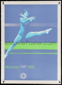 4h174 OLYMPISCHE SPIELE MUNCHEN 1972 linen 23x33 German special poster 1970 gymnastics by Muhlberger!