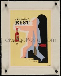 4h144 RYST-DUPEYRON linen 10x13 French advertising poster 1943 Raymond Savignac art for armagnac!