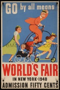 4h188 WORLD'S FAIR IN NEW YORK 1940 linen 20x30 special poster 1940 great Stanley Ekman art!
