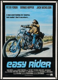 4h016 EASY RIDER linen Swedish R1993 best image of biker star/director Dennis Hopper on motorcycle!